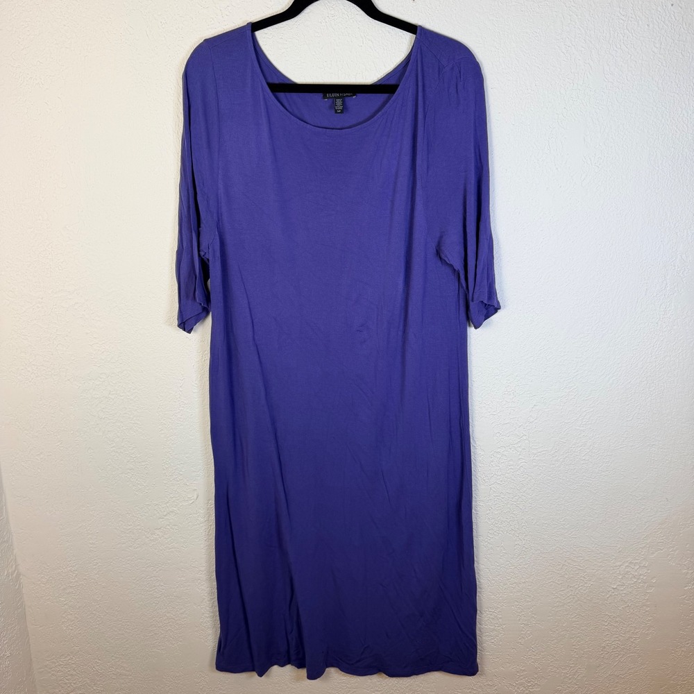 Eileen Fisher Women's S Purple Viscose Scoop Neck Shift Dress Minimalist